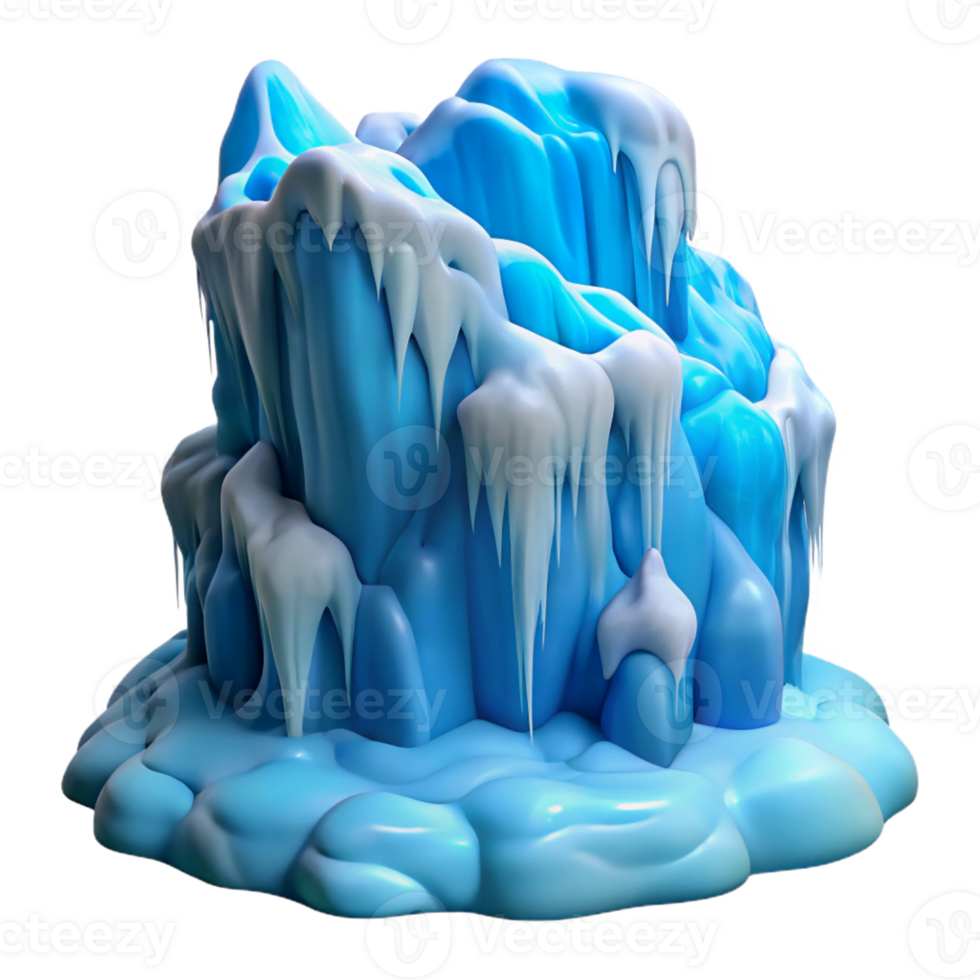 serene vintage A frozen waterfall in winter, icy blue and white, dramatic lighting, realistic style original png
