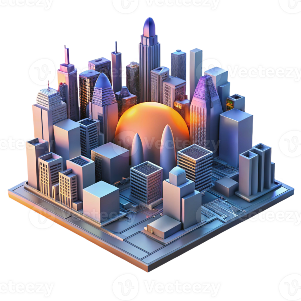 magnificent abstract A futuristic cityscape constructed from interconnected circuit boards, dramatic sunset lighting, photorealistic style genuine png