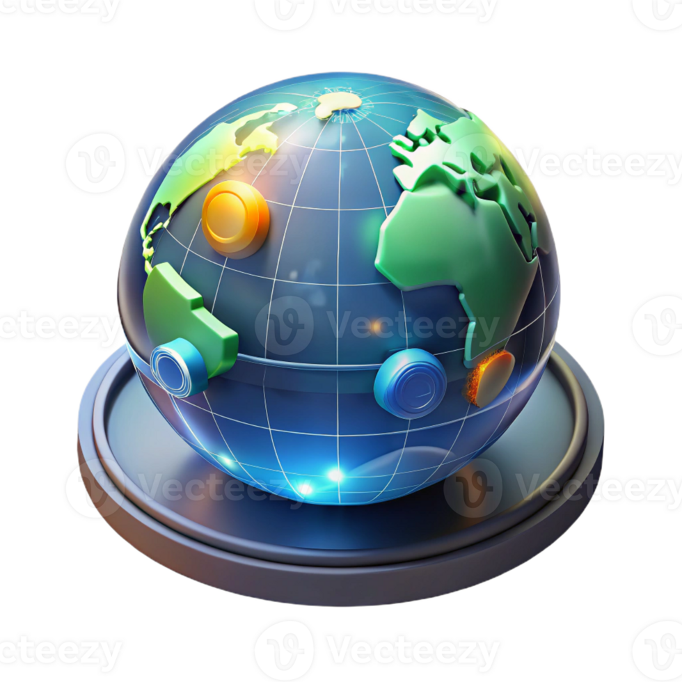 extraordinary abstract A holographic projection of Earth displaying real-time environmental data, dynamic lighting, infographic style genuine png
