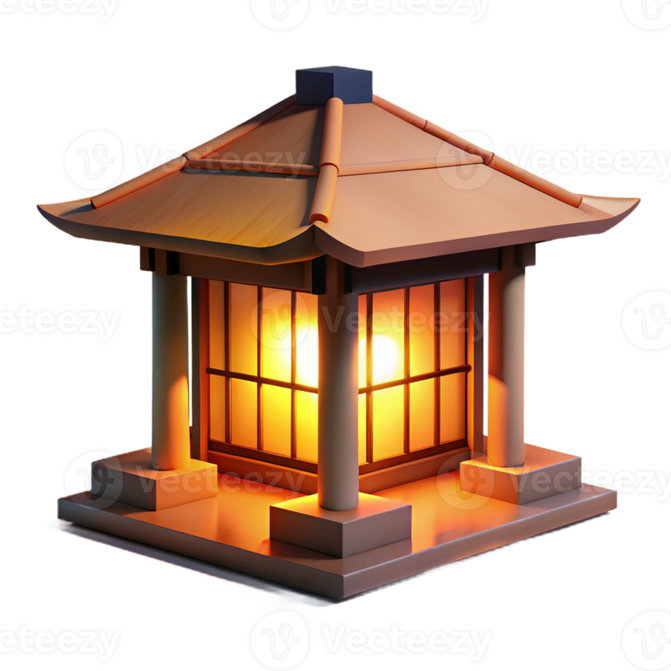 magnificent minimalist A minimalist Japanese tea house made of bamboo and rice paper, bathed in the warm glow of sunset, rendered in a clean, art style exclusive png