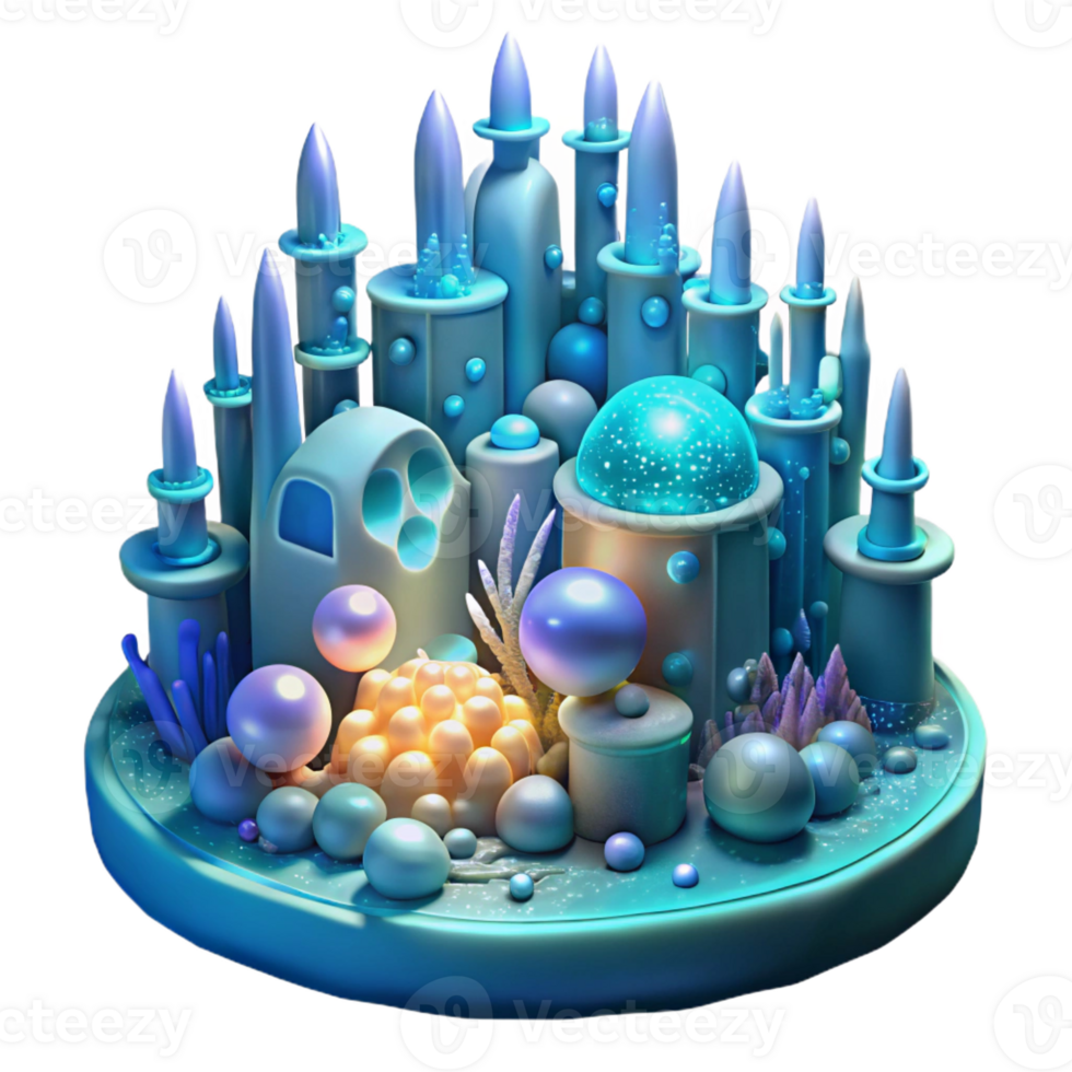 extraordinary rustic An underwater city built of bioluminescent coral and shimmering pearls, illuminated by the ethereal glow of deep-sea creatures, in a surreal, fantasy style professional png