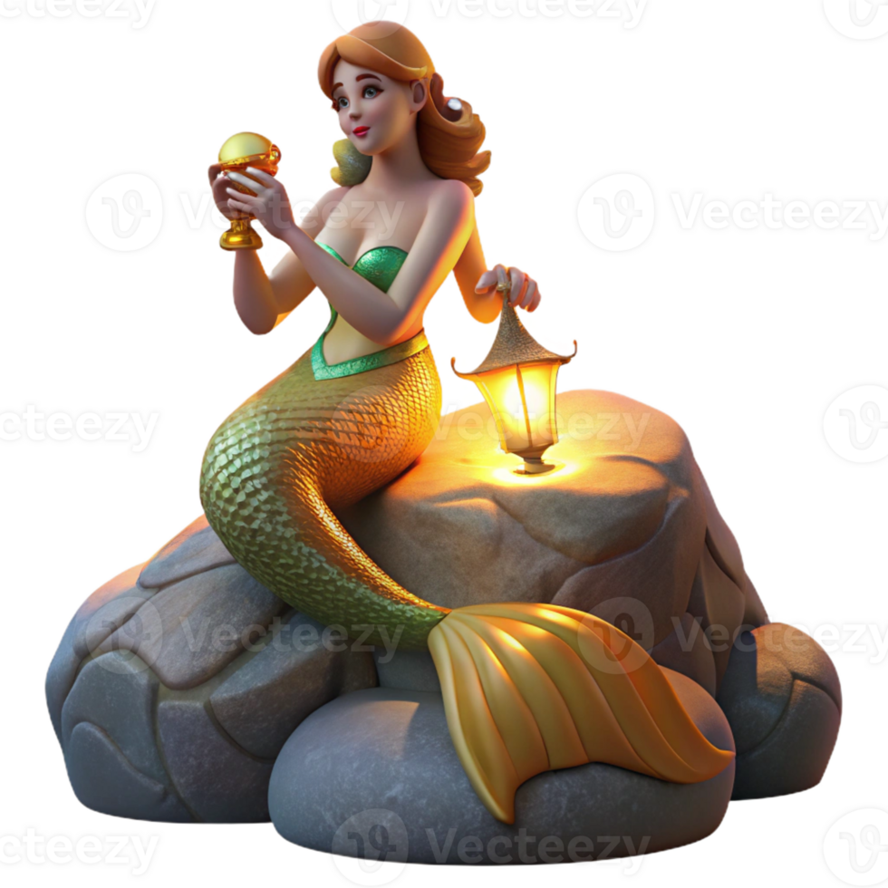 wonderful traditional A beautiful siren perched on a rocky outcrop, alluring sailors with her enchanting song, lit by the warm glow of sunset, in the style of Pre-Raphaelite art authentic png