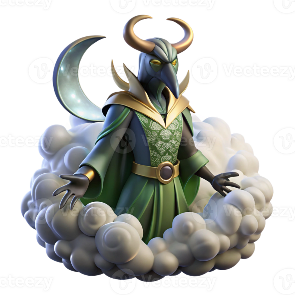 wonderful classic A cunning Loki transforming into a raven, surrounded by swirling mists, illuminated by a sliver of moonlight, in the style of Norse mythology art authentic png