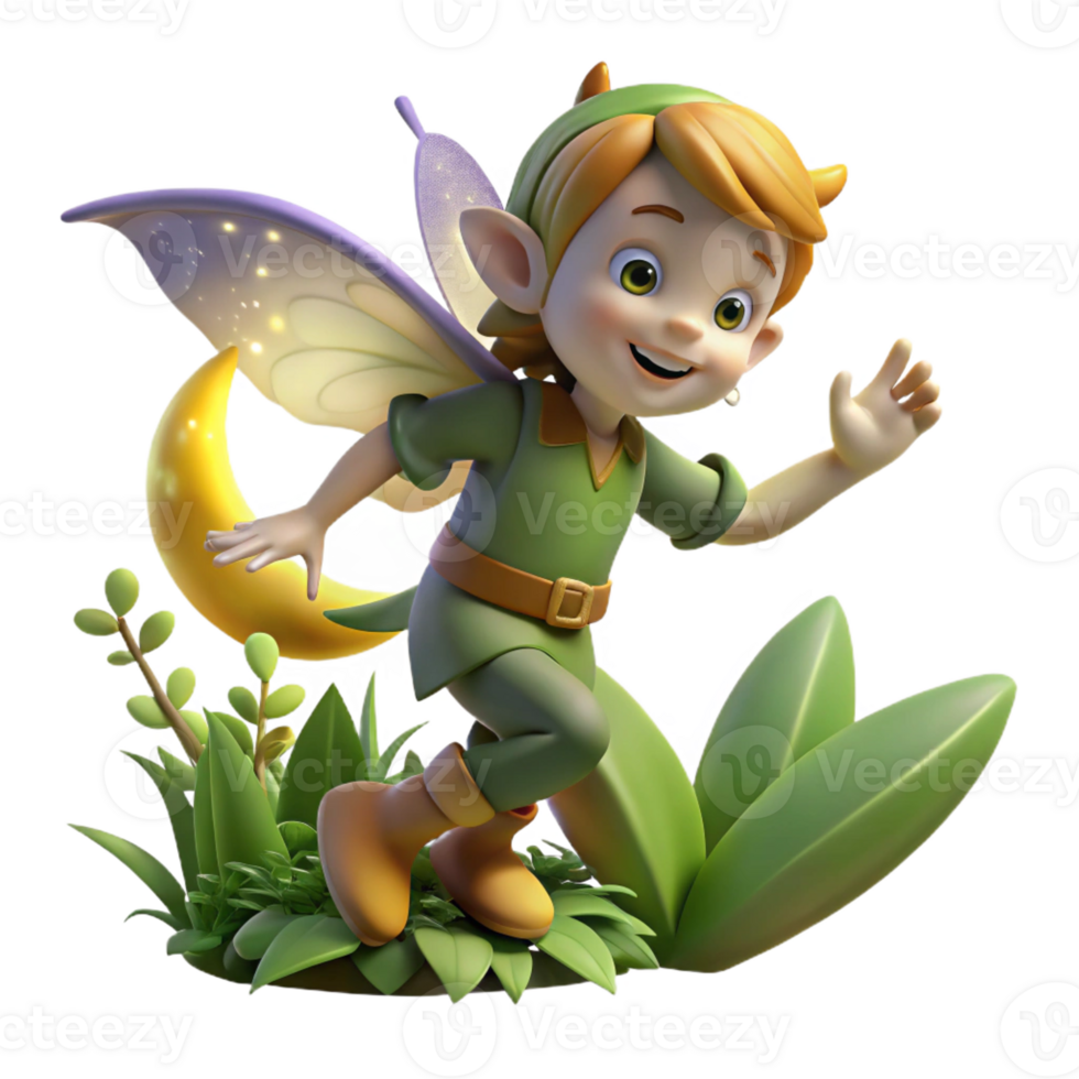 beautiful rustic A mischievous pixie flitting through a moonlit garden, scattering fairy dust, in the style of children's book illustration authentic png