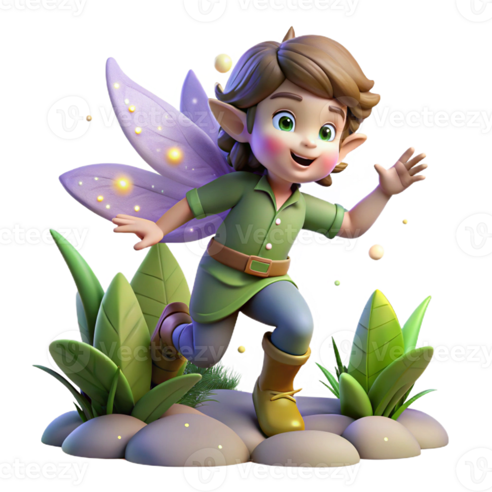beautiful classic A mischievous pixie flitting through a moonlit garden, scattering fairy dust, in the style of children's book illustration premium png