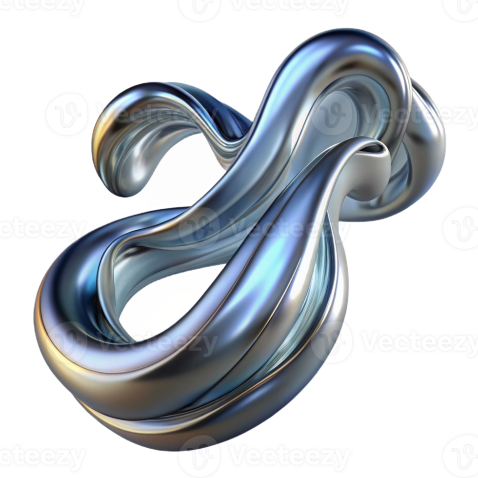 dramatic contemporary Fluid ribbons of liquid mercury, flowing and intertwining, reflecting a dim, ambient light, in a surreal, abstract style 4K png