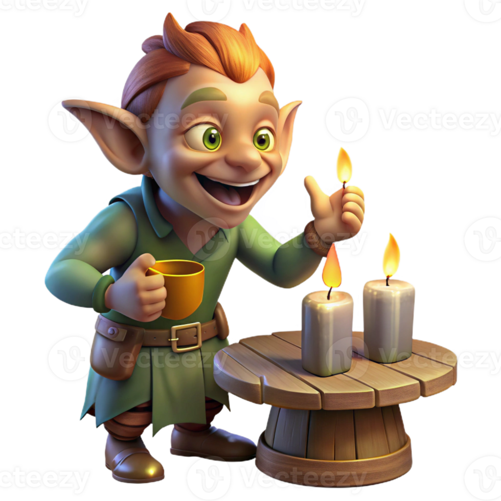 serene minimalist A mischievous imp playing pranks in a dimly lit tavern, illuminated by candlelight, in the style of a Dutch Golden Age painting high resolution png