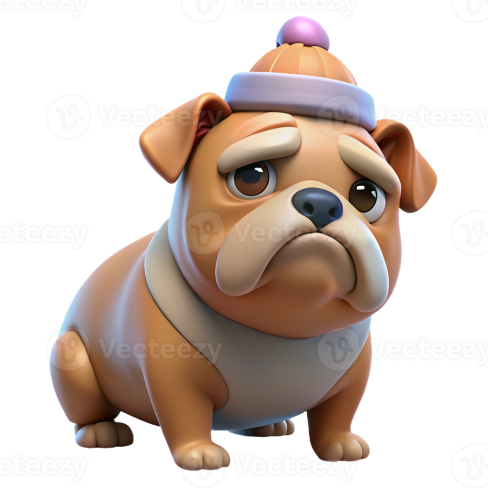 vibrant rustic A Grumpy Looking Bulldog Wearing a Funny detailed png