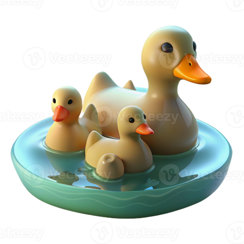 beautiful abstract A Family of Ducks Swimming in a Pond authentic png