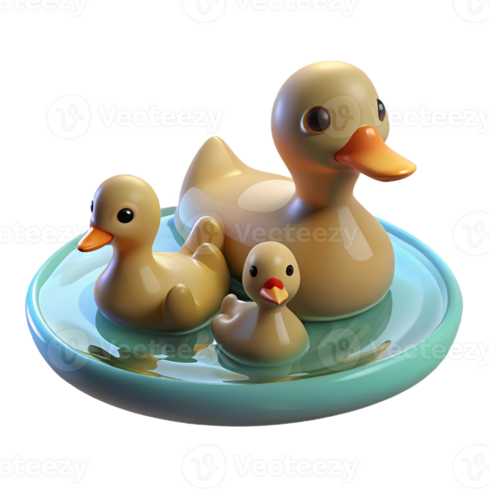 beautiful vintage A Family of Ducks Swimming in a Pond exclusive png
