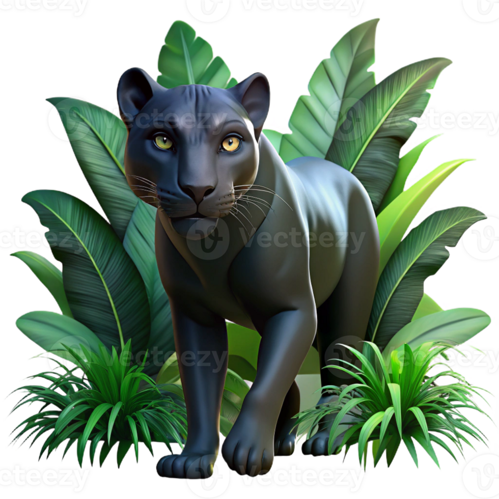 dramatic creative A Sleek Black Panther Prowling Through a high quality png