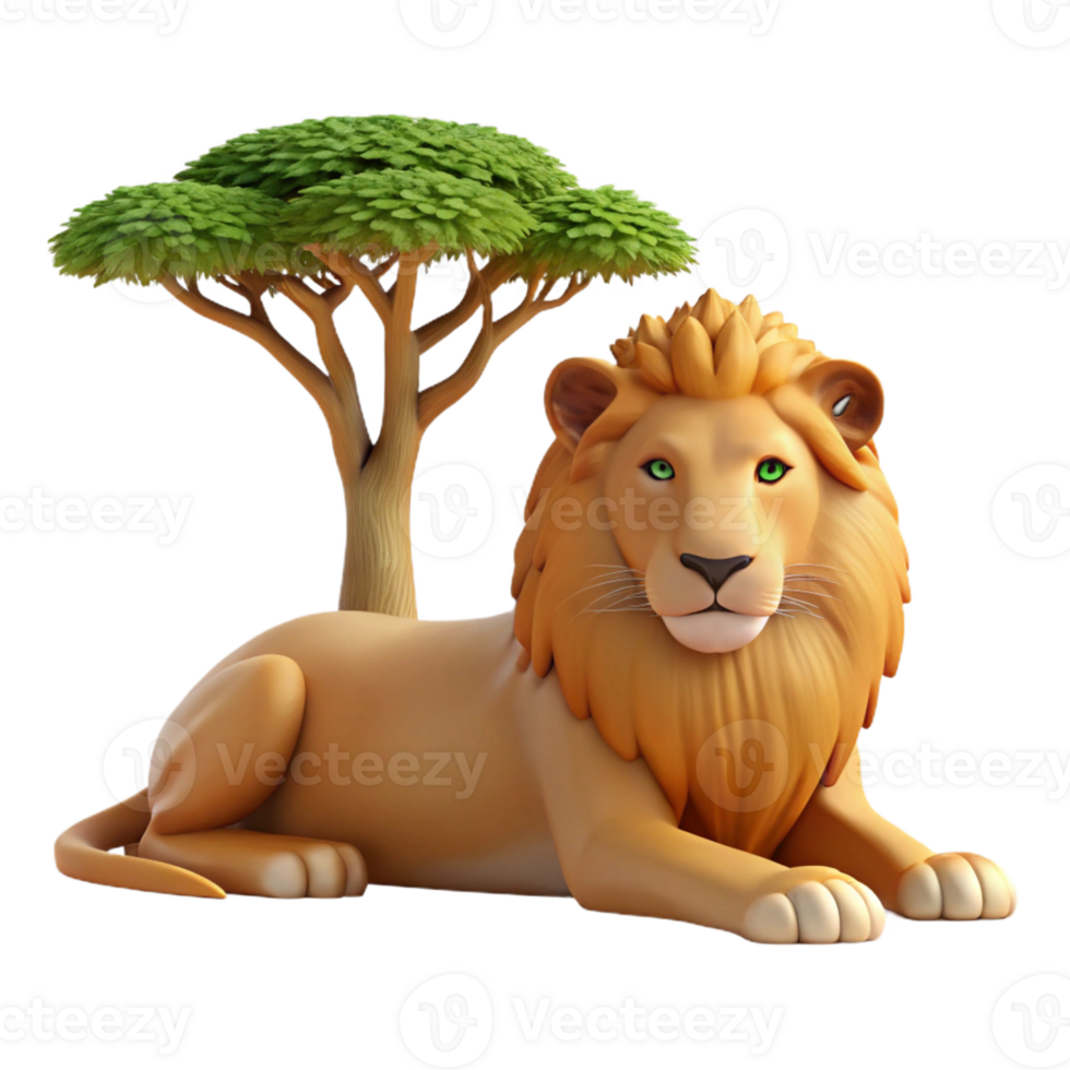 stunning abstract A Regal Lion Resting in the Shade of an 4K png