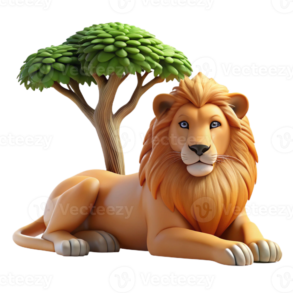impressive artistic A Regal Lion Resting in the Shade of an high quality png