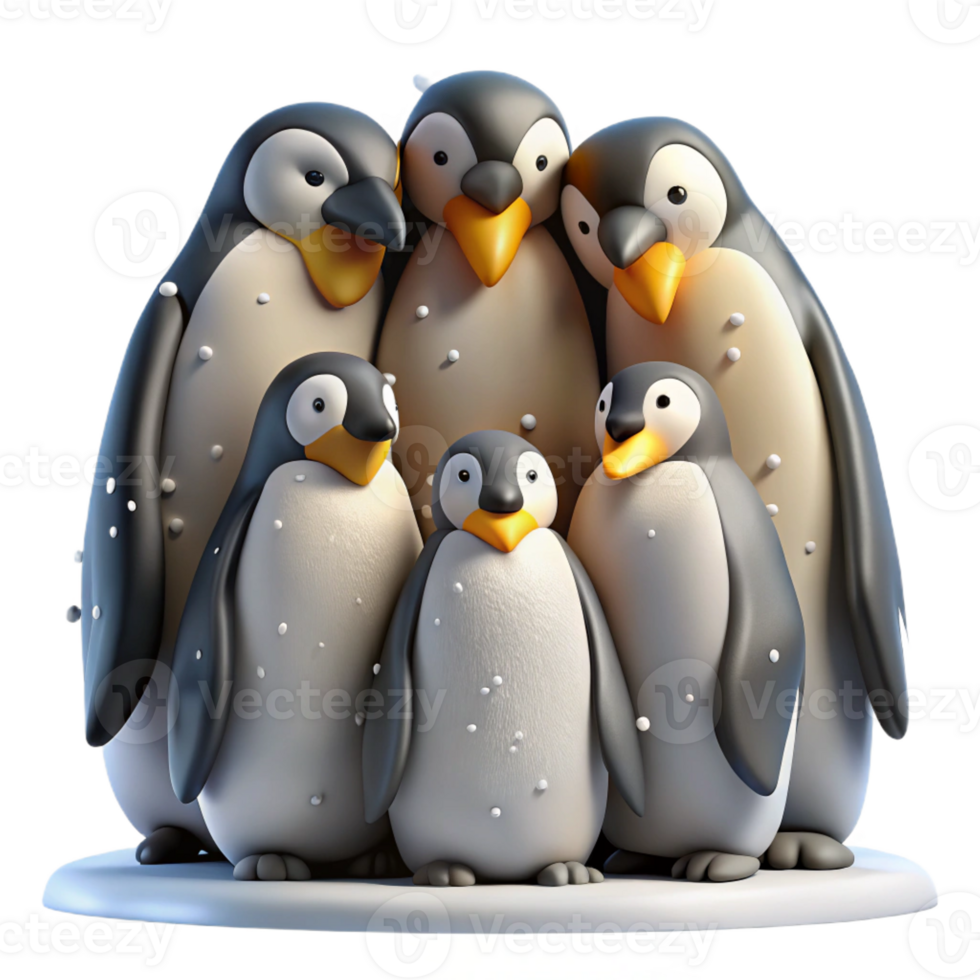 dramatic contemporary A Group of Emperor Penguins Huddling genuine png