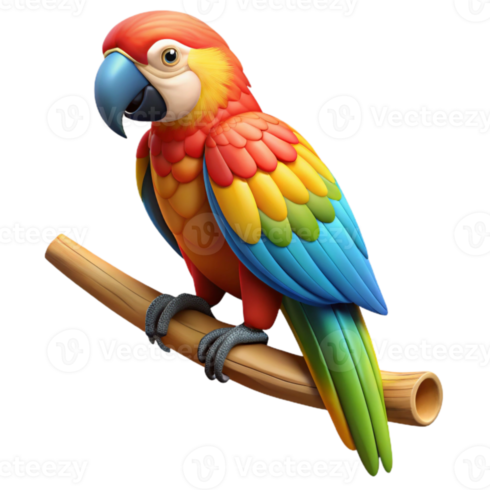 dramatic vintage A Colorful Macaw Perched on a Branch premium png