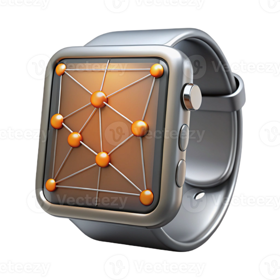 extraordinary minimalist A Sleek Silver Smartwatch Displaying a genuine png