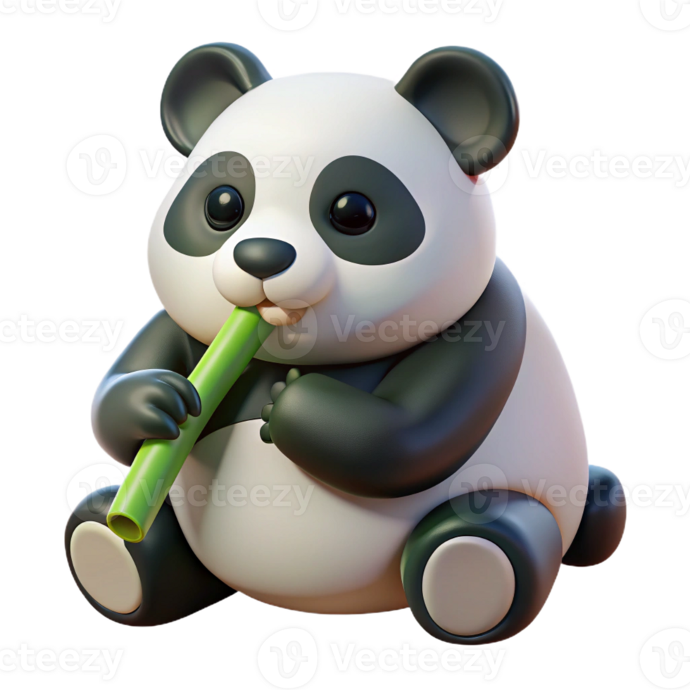 vibrant contemporary A Giant Panda Munching on Bamboo Soft original png