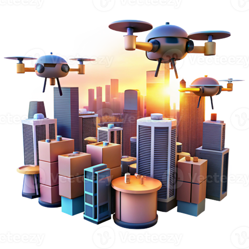 impressive rustic A Swarm of Autonomous Delivery Drones 4K png