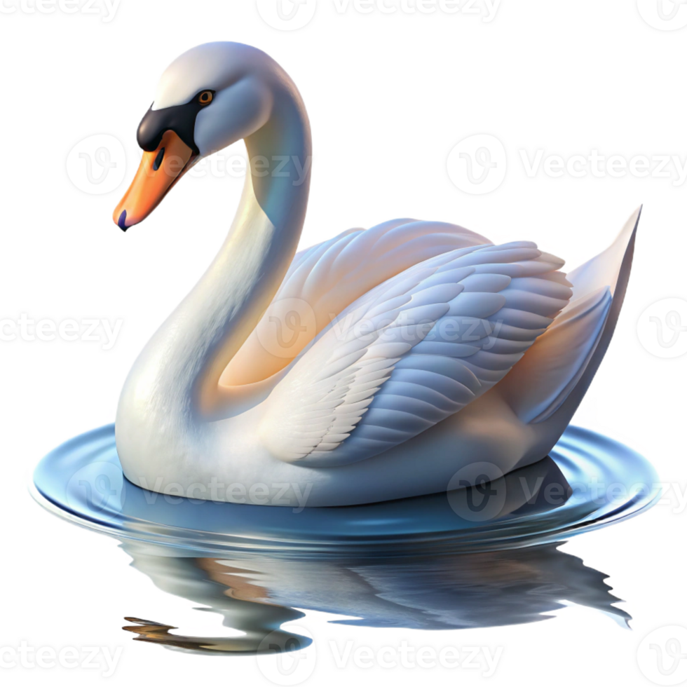 stunning rustic A Graceful Swan Gliding Across a Calm detailed png