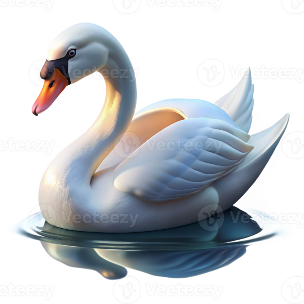 wonderful classic A Graceful Swan Gliding Across a Calm 4K png