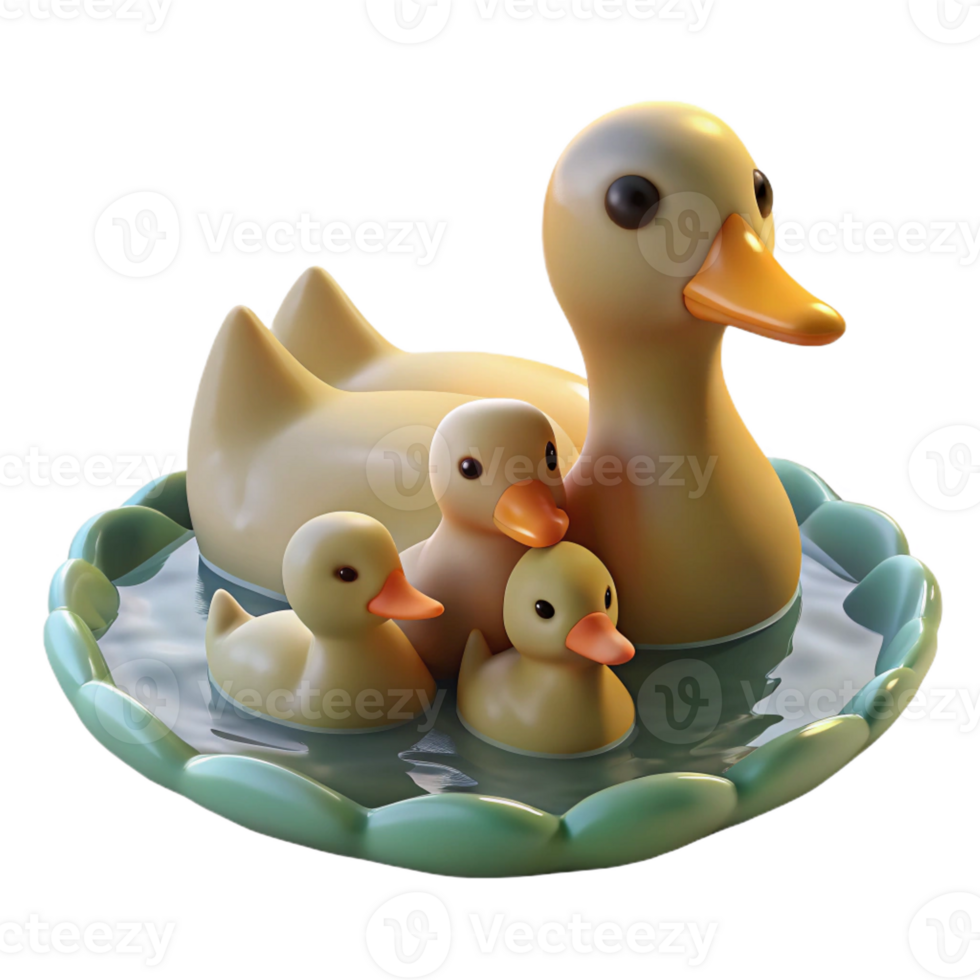 magnificent modern A Family of Ducks Swimming in a Pond high quality png