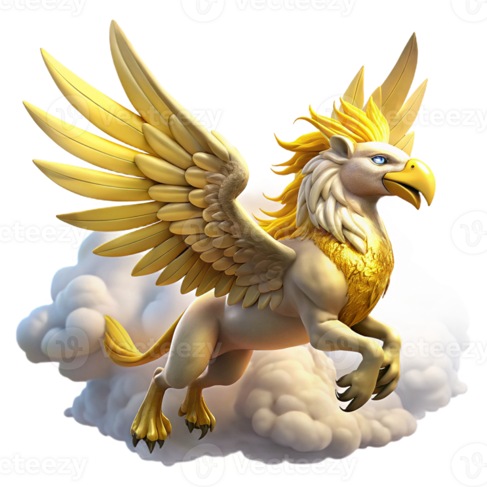 elegant traditional A Majestic Griffin with Feathers of Gold original png