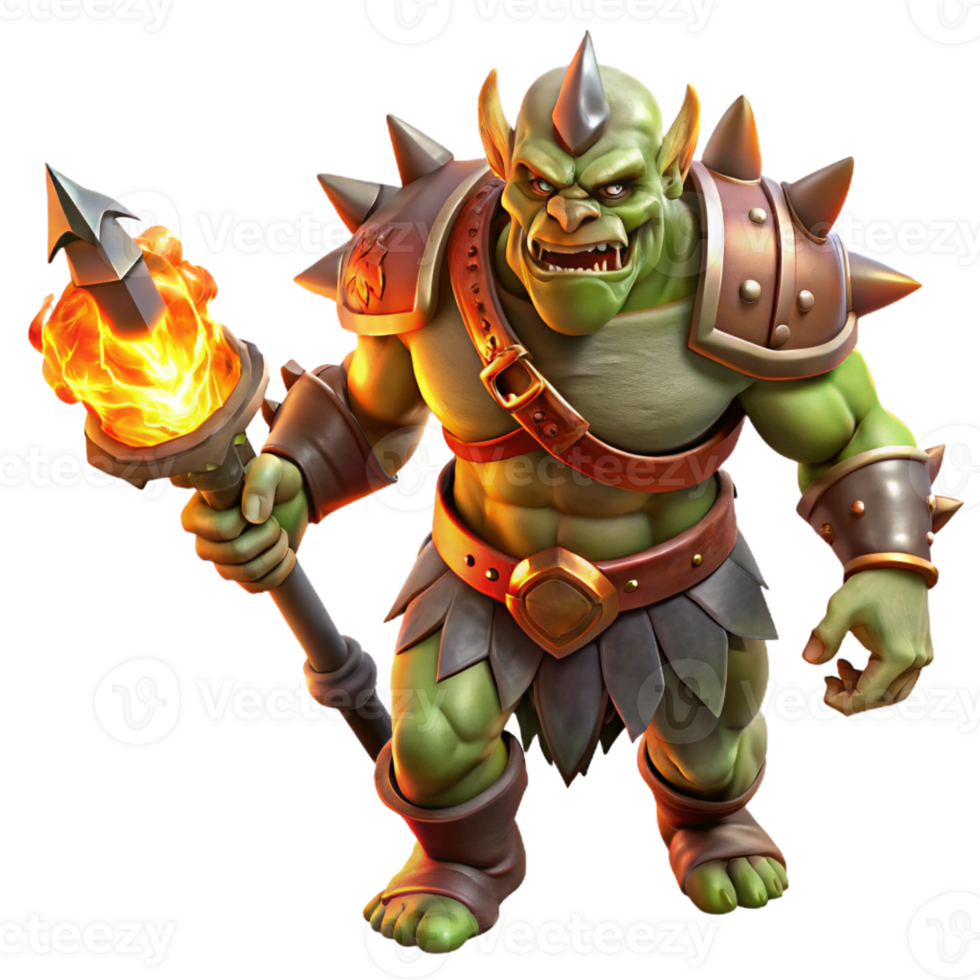 extraordinary traditional A Fierce Orc Warrior with War Paint and a premium png