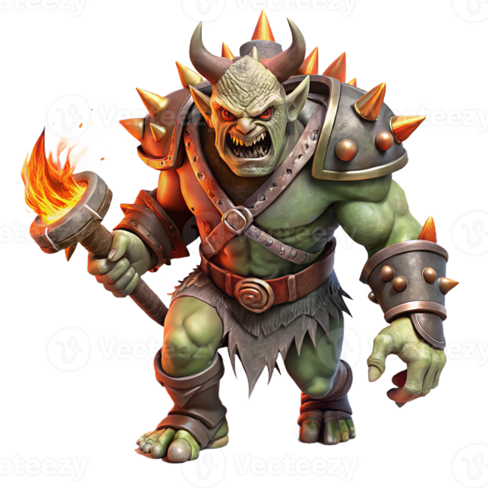 vibrant artistic A Fierce Orc Warrior with War Paint and a authentic png