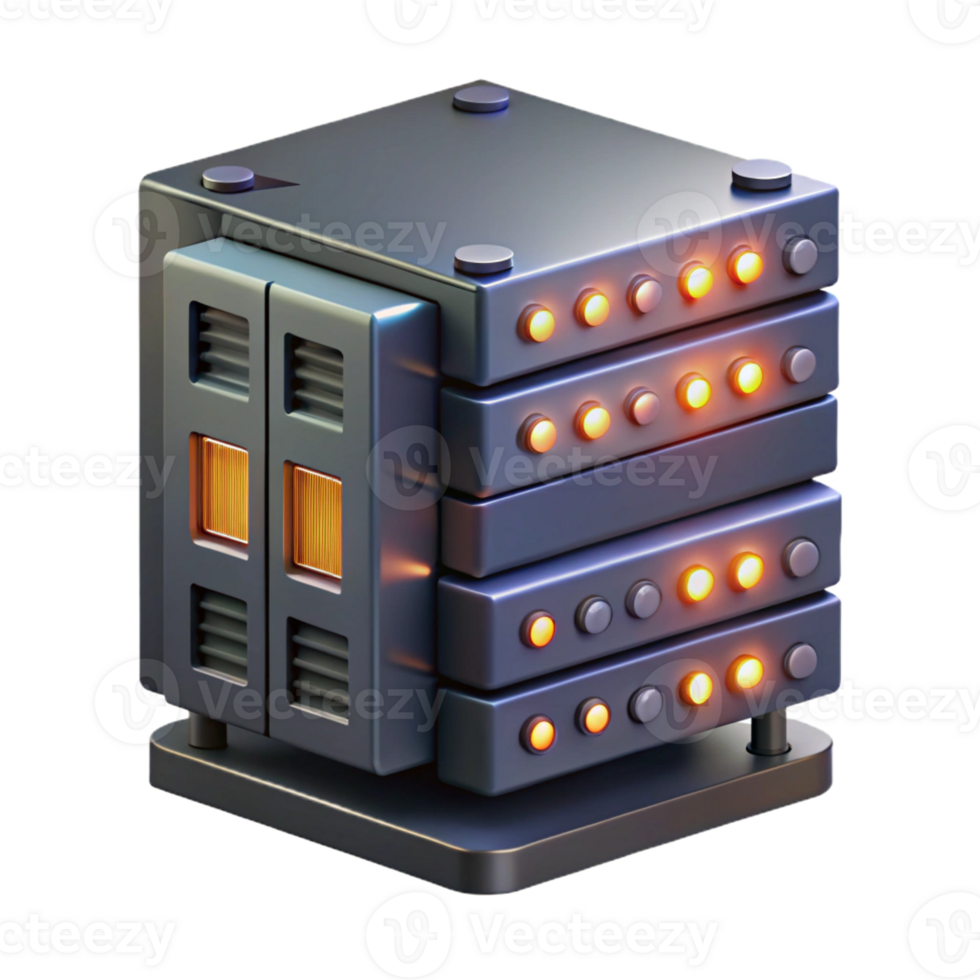 magnificent minimalist A Server Rack with Blinking Lights and premium png