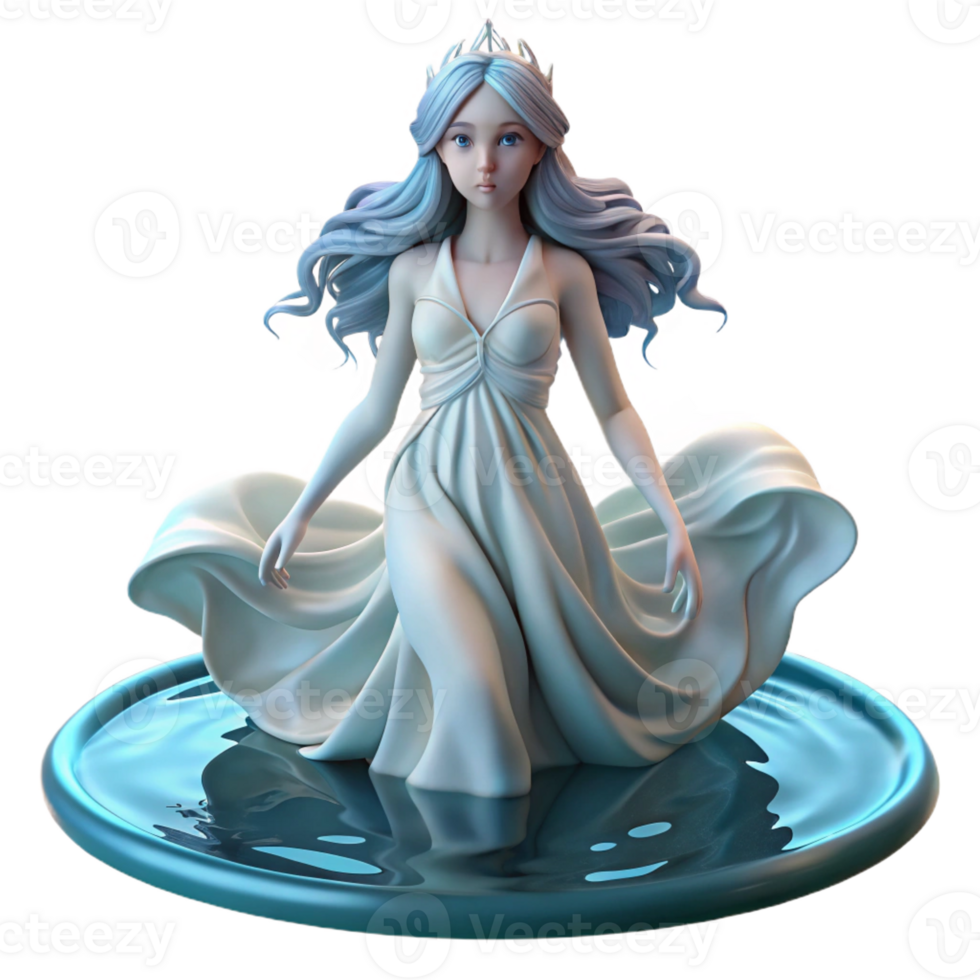 wonderful vintage A Serene Water Nymph with Flowing Hair professional png