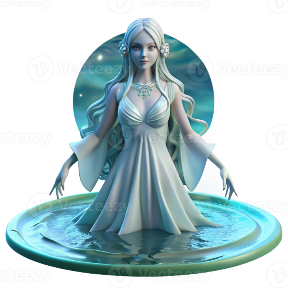 elegant modern A Serene Water Nymph with Flowing Hair genuine png