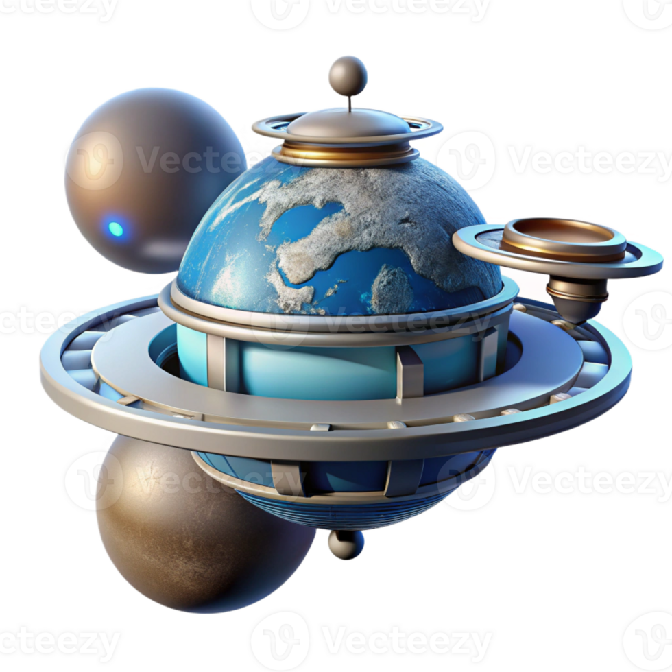 stunning classic A Futuristic Space Station Orbiting a premium png