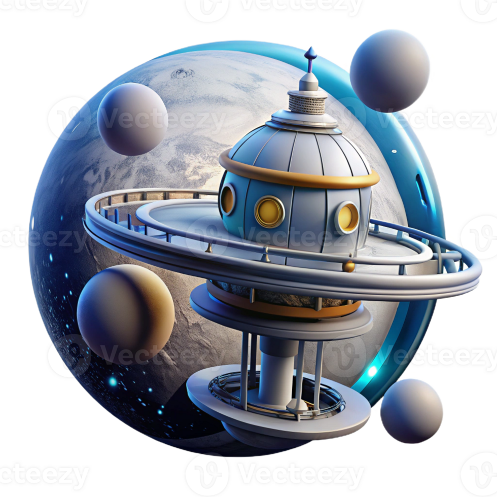 serene rustic A Futuristic Space Station Orbiting a authentic png