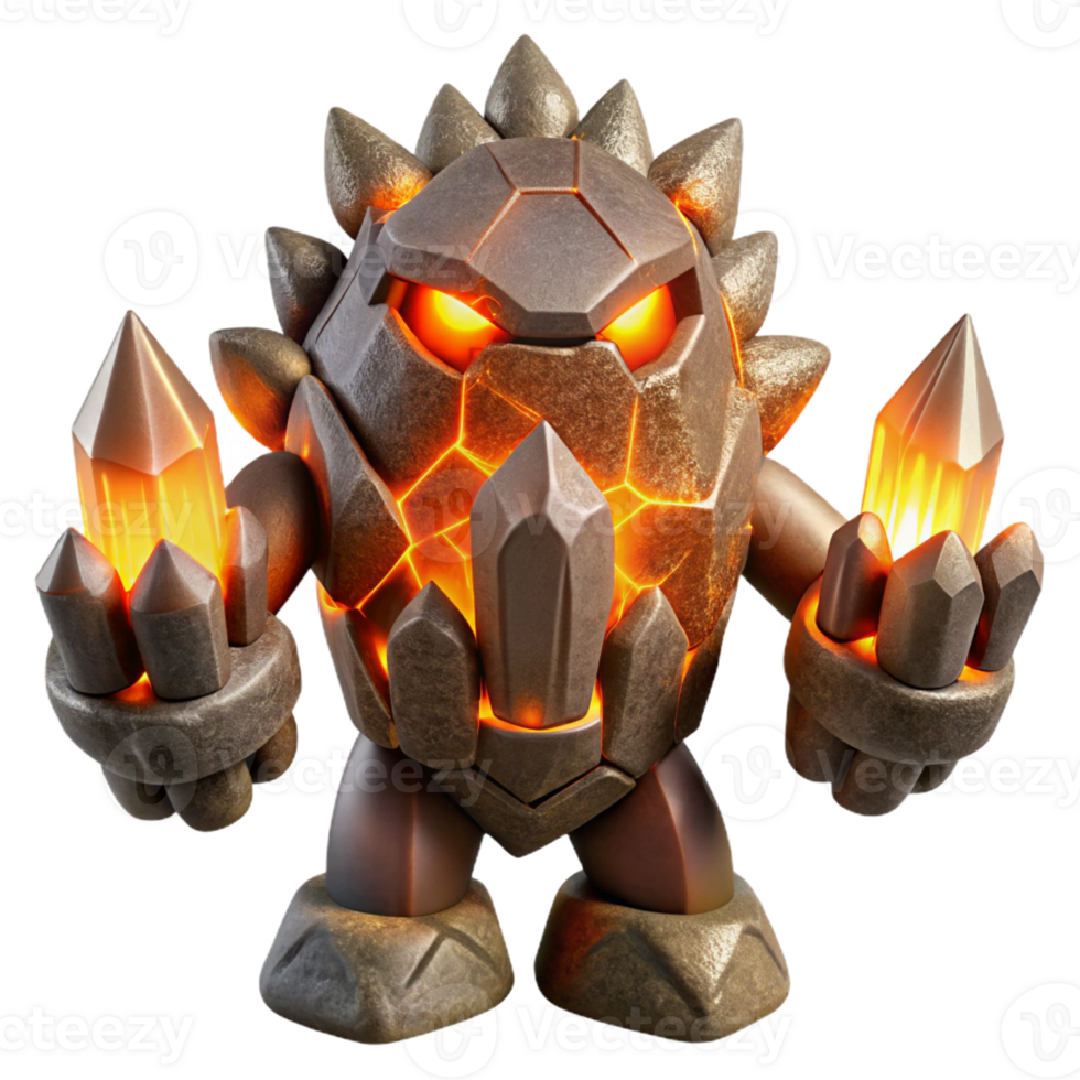 beautiful classic A Powerful Earth Elemental Made of Rock 4K png