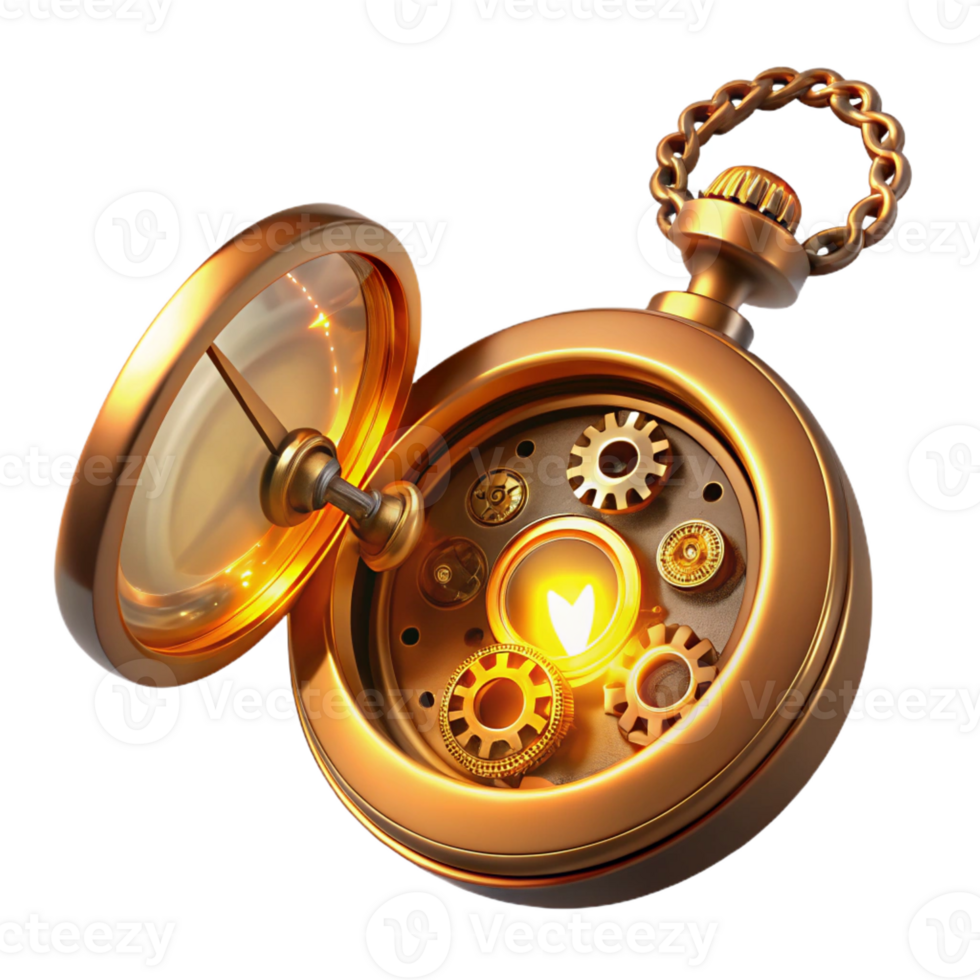 elegant classic A Steampunk Pocket Watch Open to Reveal original png