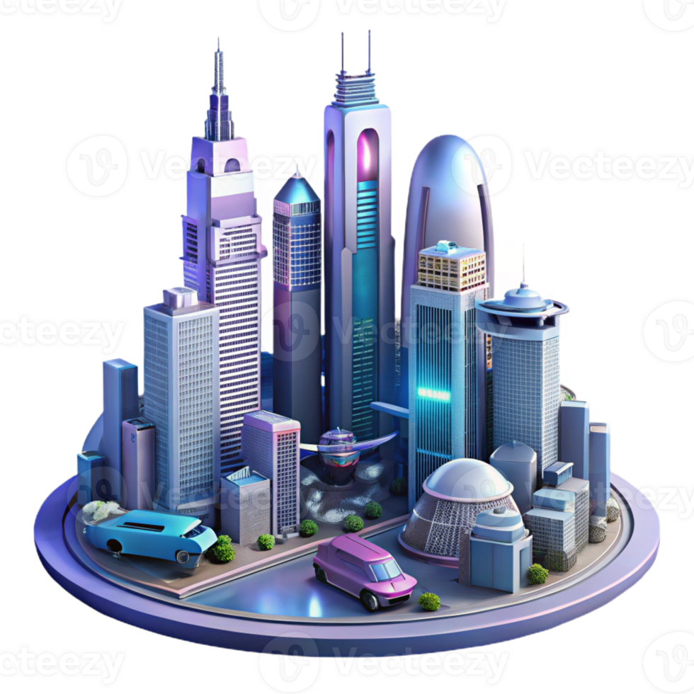 beautiful creative A Futuristic Cityscape with Flying Cars high quality png