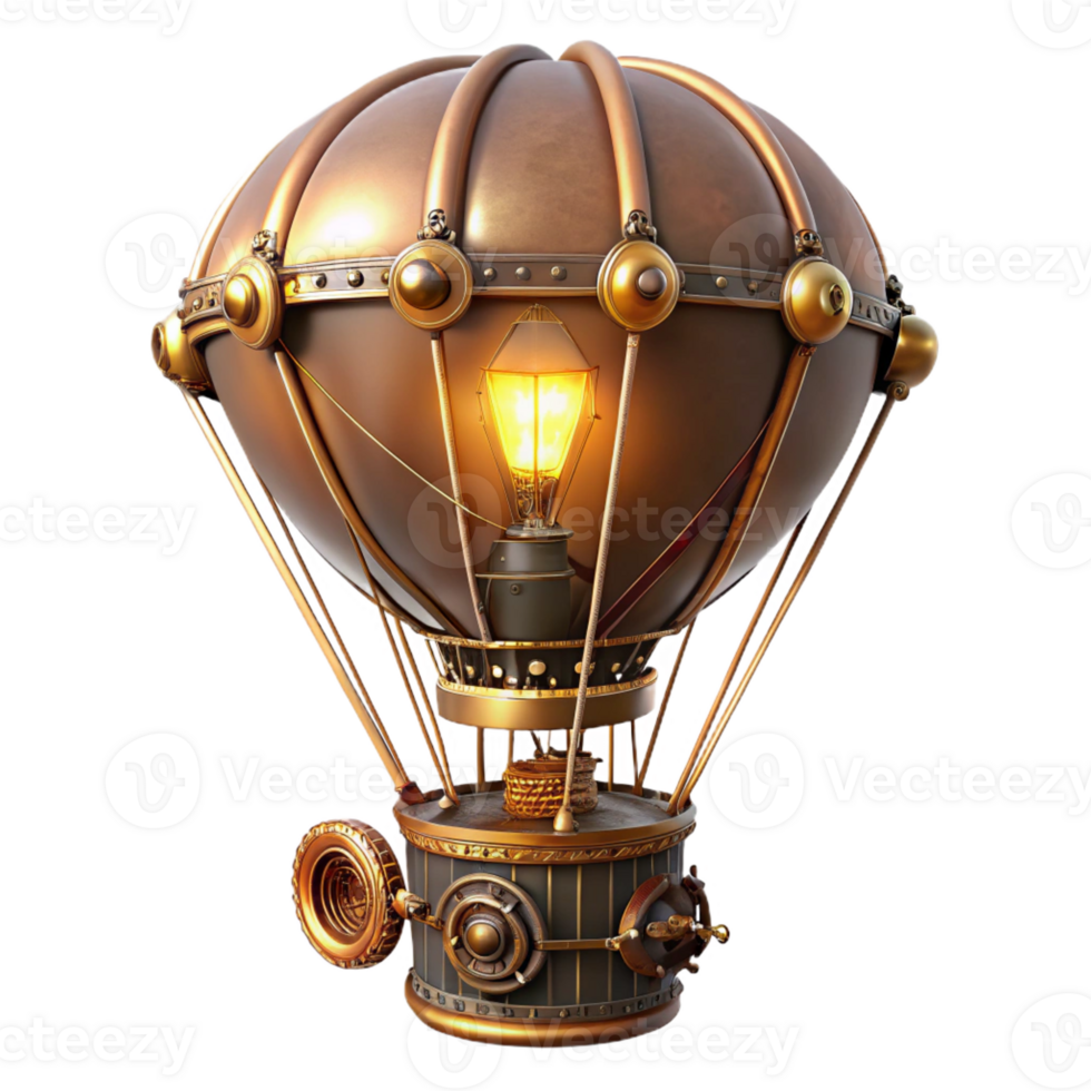 beautiful rustic A Steampunk Hot Air Balloon with a professional png