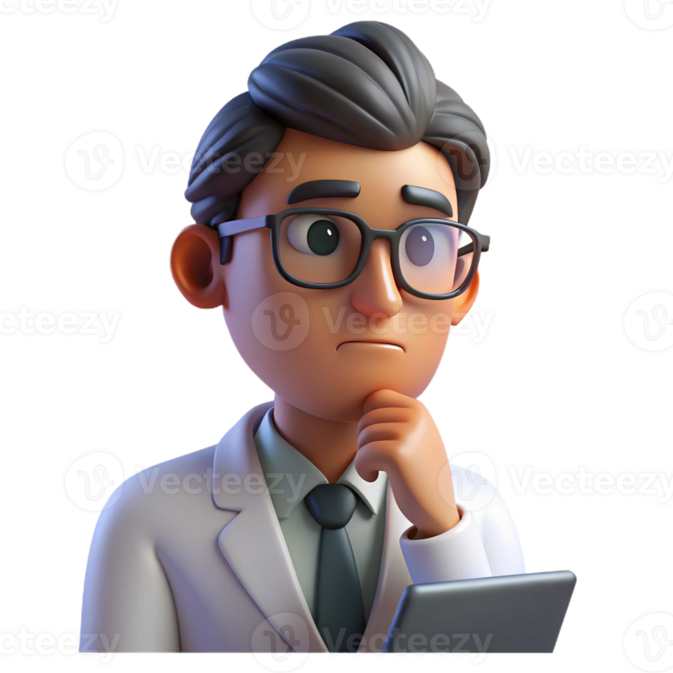 vibrant traditional Portrait of a Thoughtful Scientist with detailed png