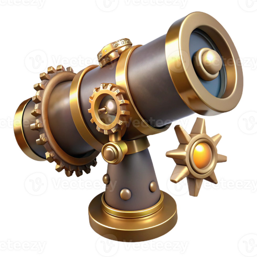 serene traditional A Steampunk Telescope with Brass Lenses original png