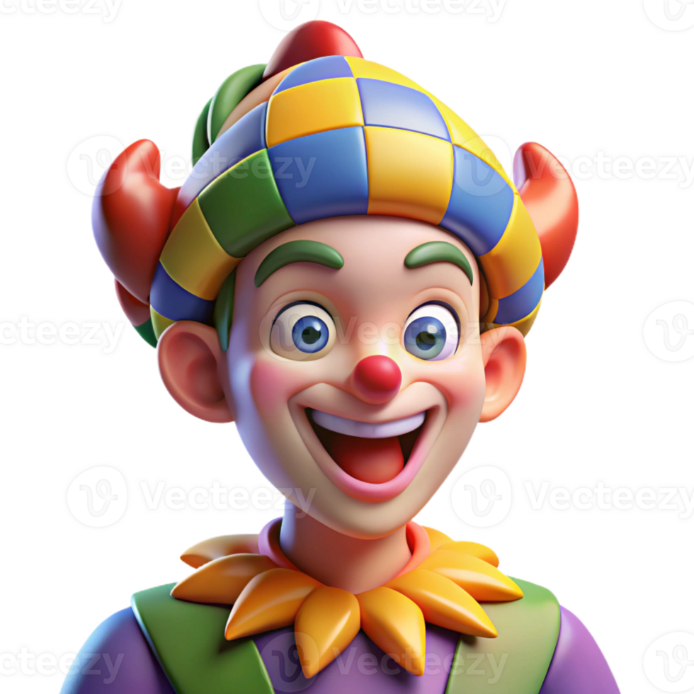 vibrant vintage Portrait of a Mischievous Jester with professional png