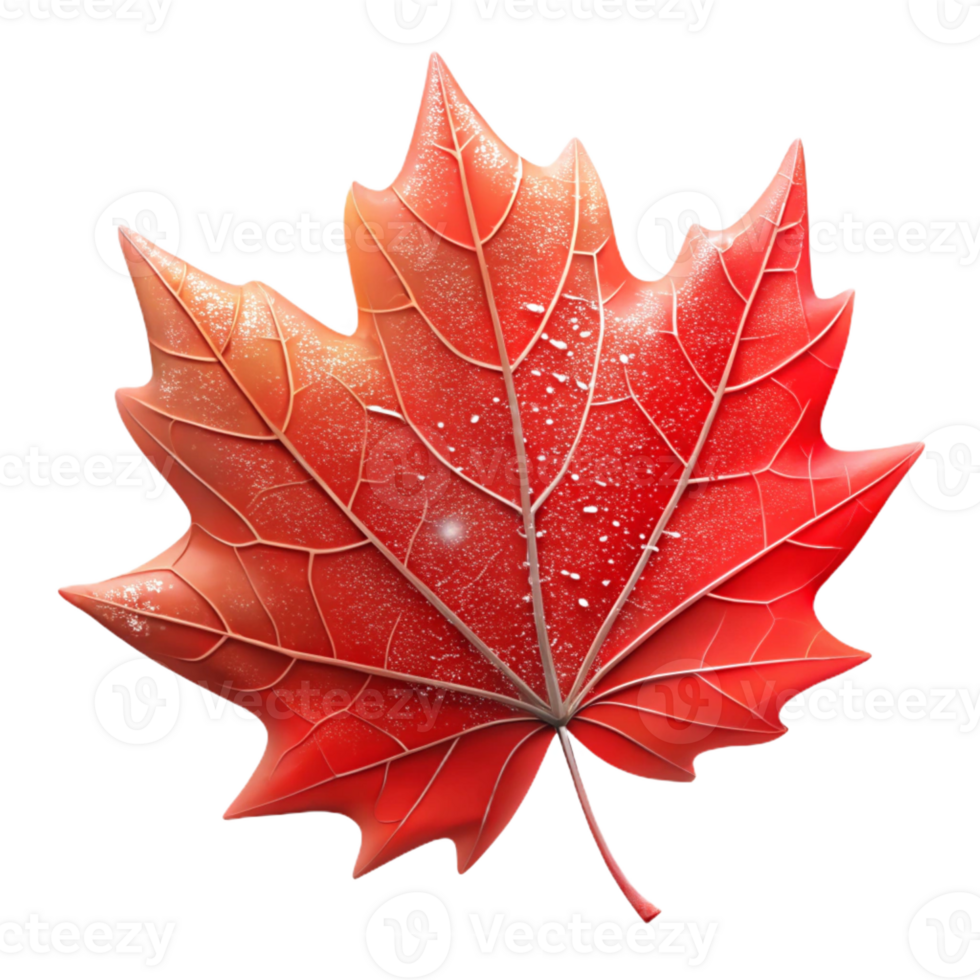 elegant creative A Single Vibrant Red Maple Leaf Caught premium png