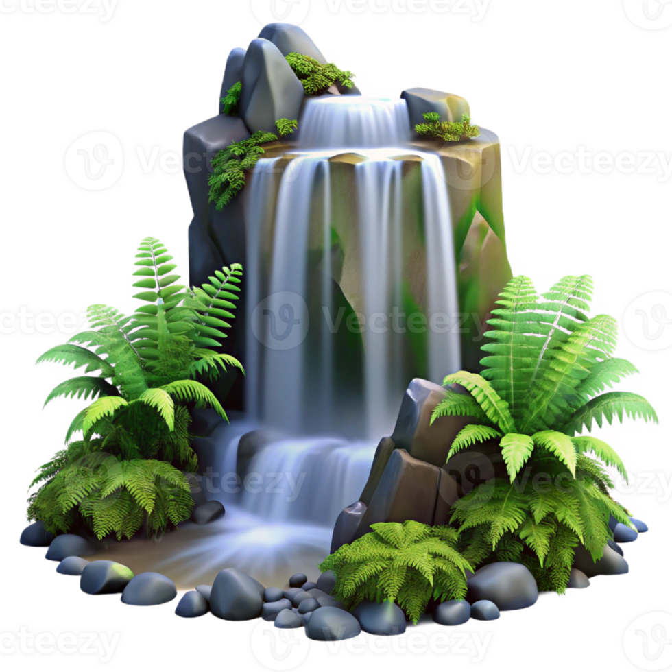 wonderful modern A Cascading Waterfall Surrounded by Lush authentic png
