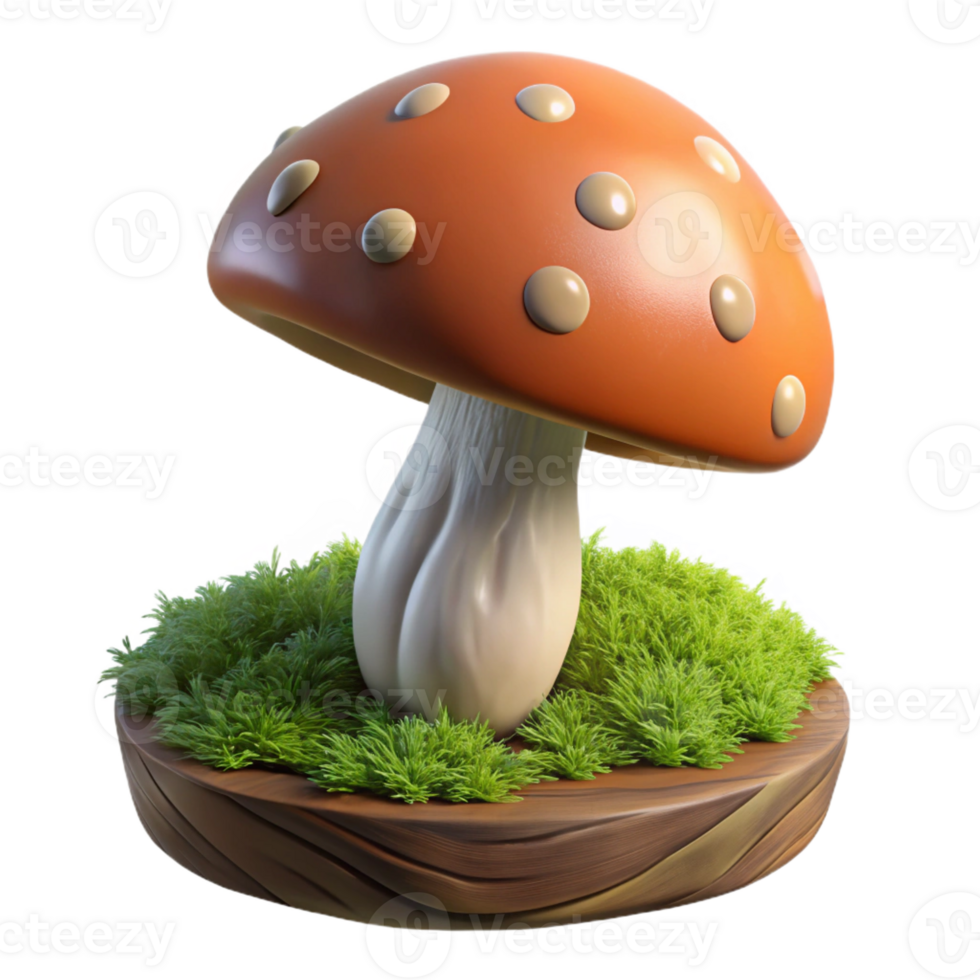 serene traditional A Mushroom Growing on a Mossy Log high resolution png