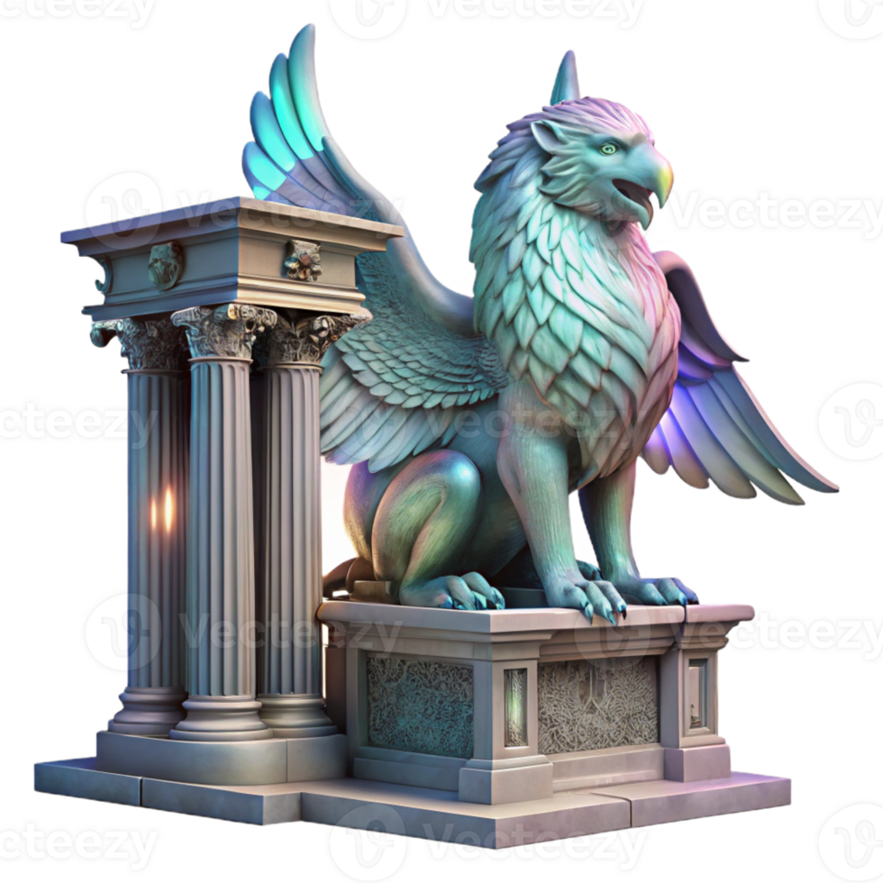 wonderful minimalist A Majestic Griffin with Iridescent detailed png