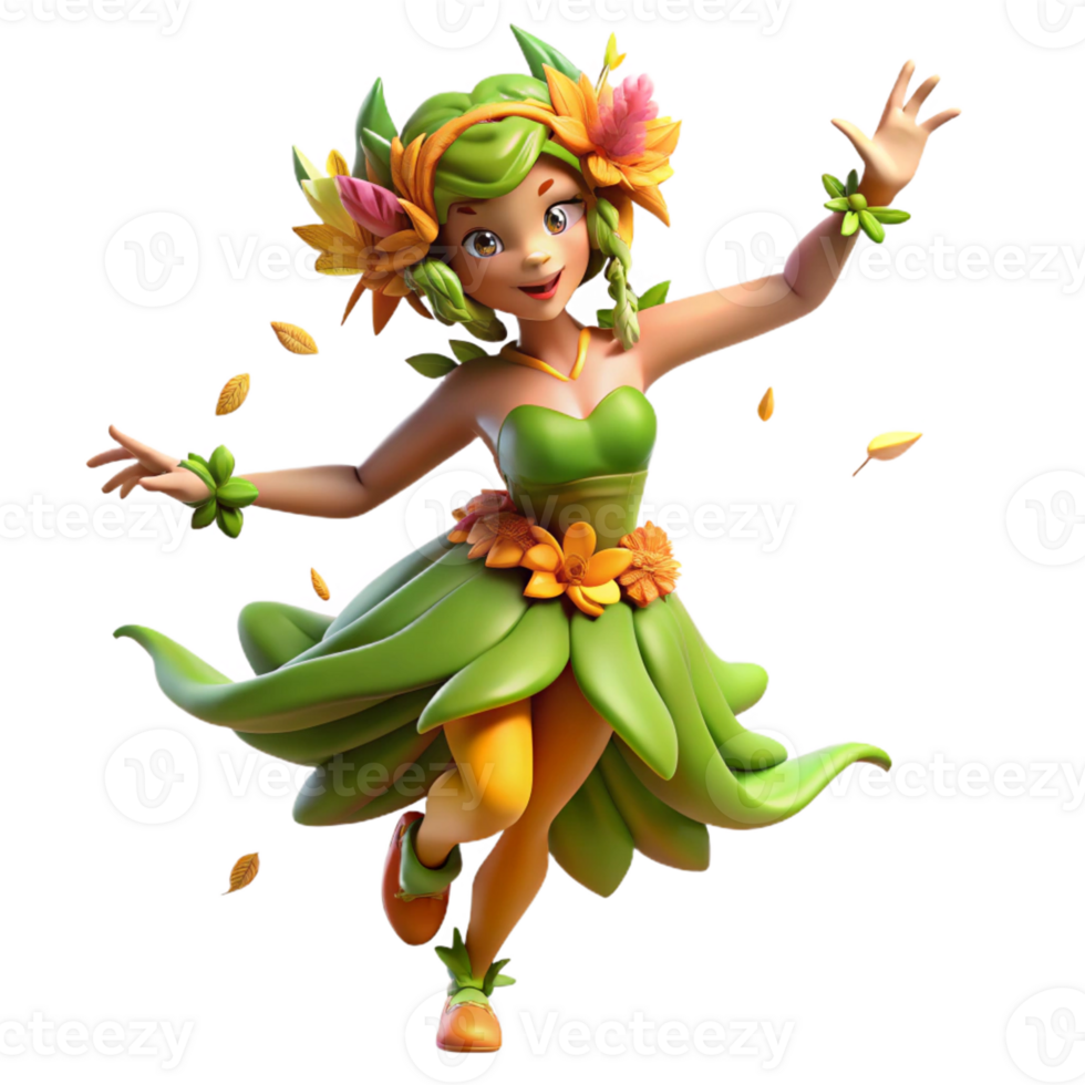 elegant rustic A Playful Dryad Adorned with Vibrant high resolution png