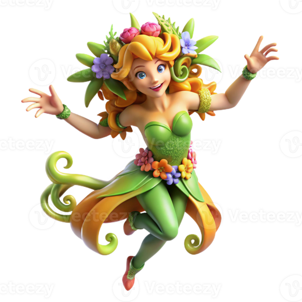 magnificent abstract A Playful Dryad Adorned with Vibrant high quality png