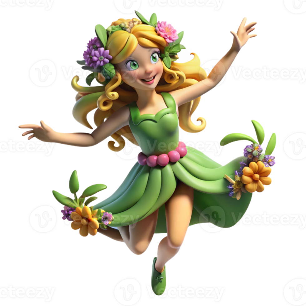 serene vintage A Playful Dryad Adorned with Vibrant genuine png