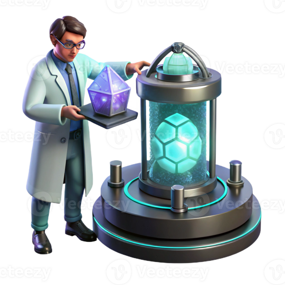 serene artistic A Scientist Examining a Strange Artifact premium png