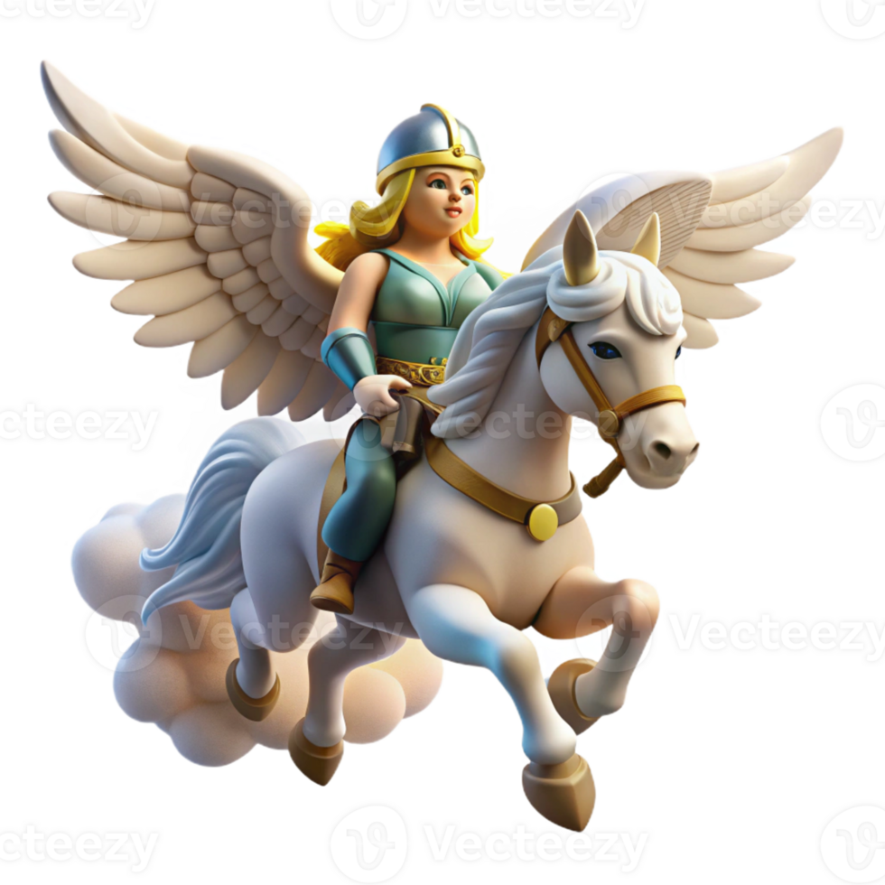 impressive minimalist A Proud Valkyrie Riding a Winged Horse authentic png