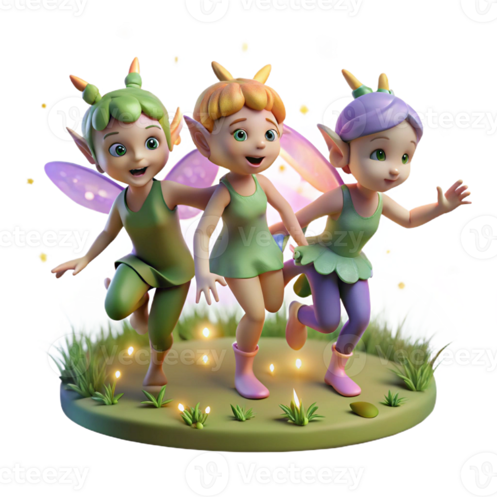 impressive artistic A Group of Playful Pixies Dancing in a premium png